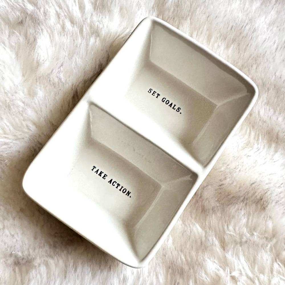 Rae Dunn Artisan Collection “Set Goals & Take Action” Split Bowl/Tray